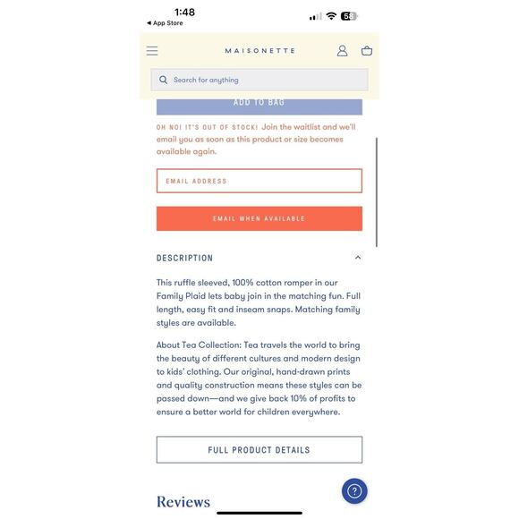Tea Collection Baby Girls 6-9 Month Red Matsuri Plaid Holiday Ruffle Romper - Picture 5 of 11